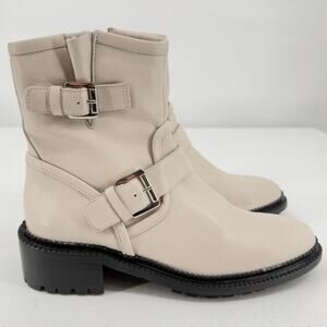 NEW Aquatalia Women's Off-White Omayda Water Repellent Moto Boot Size 8